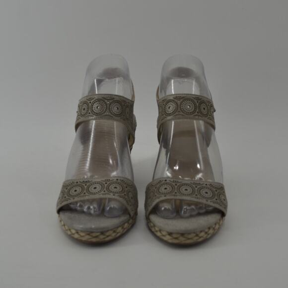 Johnston & Murphy Wedge Sandals Gray Cutout Espadrille 7.5 - Picture 3 of 15